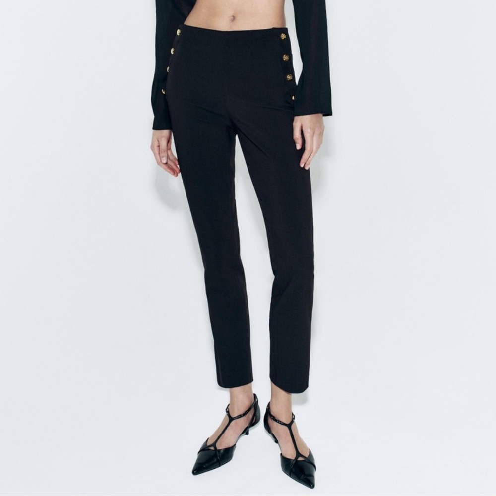 ZARA Gold Button Straight Leg Sailor Trousers size Small